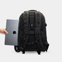 Camera backpack with padded 16-inch laptop compartment and secure storage.