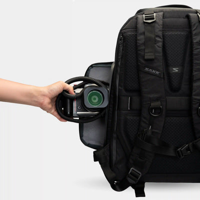 28L backpack built for DSLR, drone, lenses, and full shoot-day essentials.