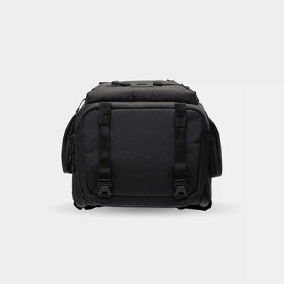 Waterproof camera backpack with padded compartments. Fits cinema cameras, laptop, tripod, and personal items for long shoots.
