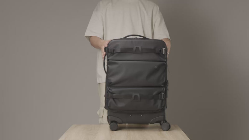 Video demonstrating the Sakk Pack Carry-On Roller's loadout, showing how camera bodies, lenses, and other filming essentials can be packed and organized inside the bag for easy travel.