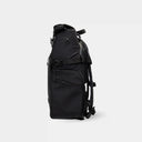 Rolltop backpack with exterior pockets, interior organization, and waterproof zippers.