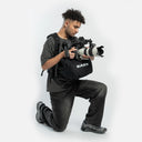 Adjustable body harness for camera rigs. Balanced load and back support for long hours on set.